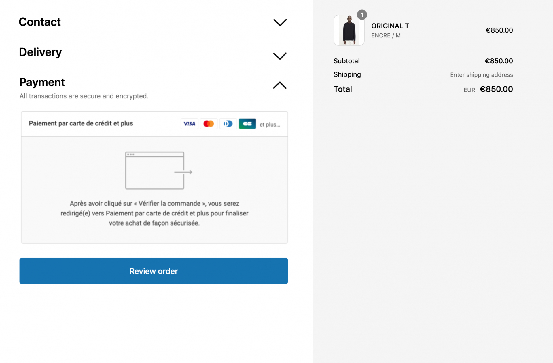 Checkout one page